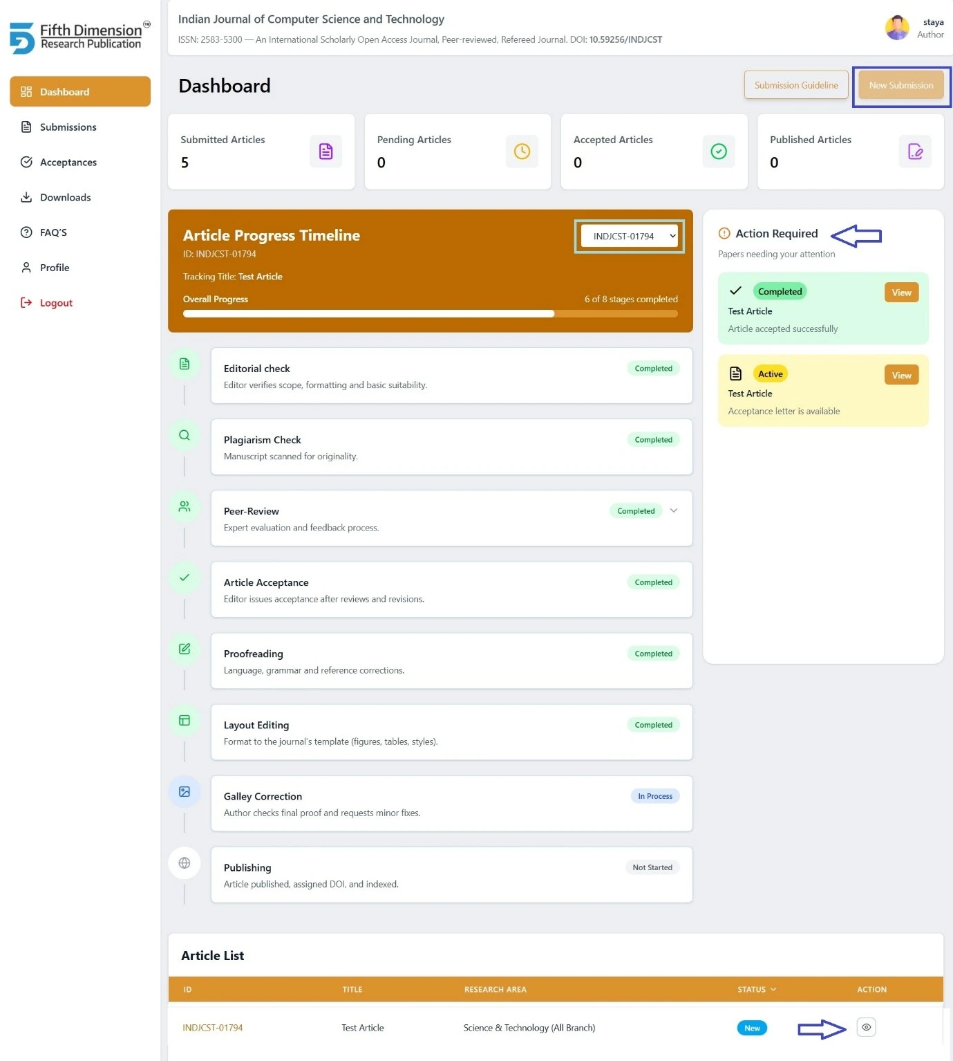 EMS Dashboard interface
