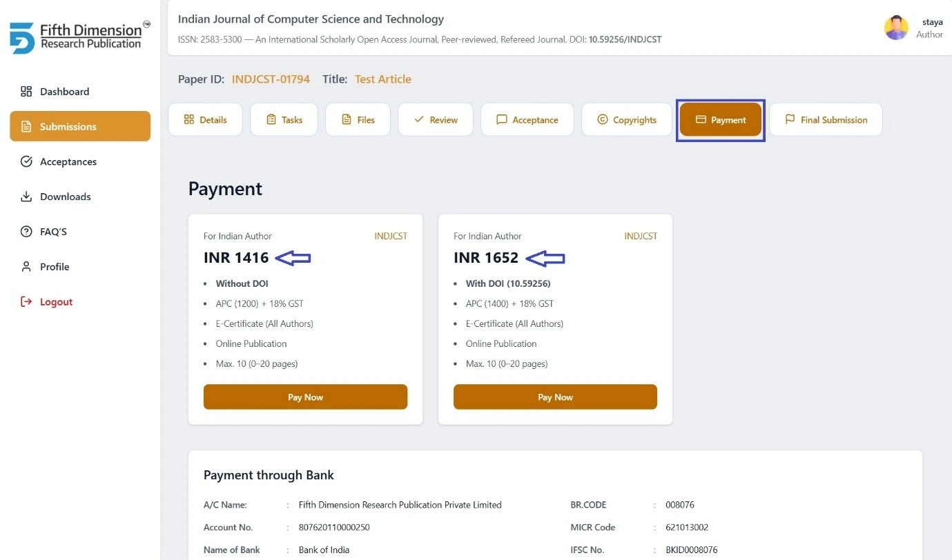 EMS Payment Tab